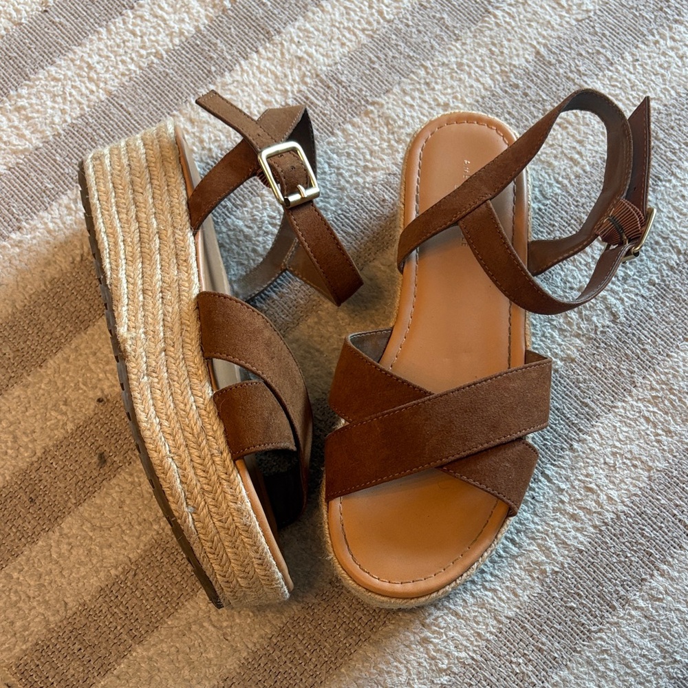 American Eagle Outfitters Brown Espadrille Wedge Sandals